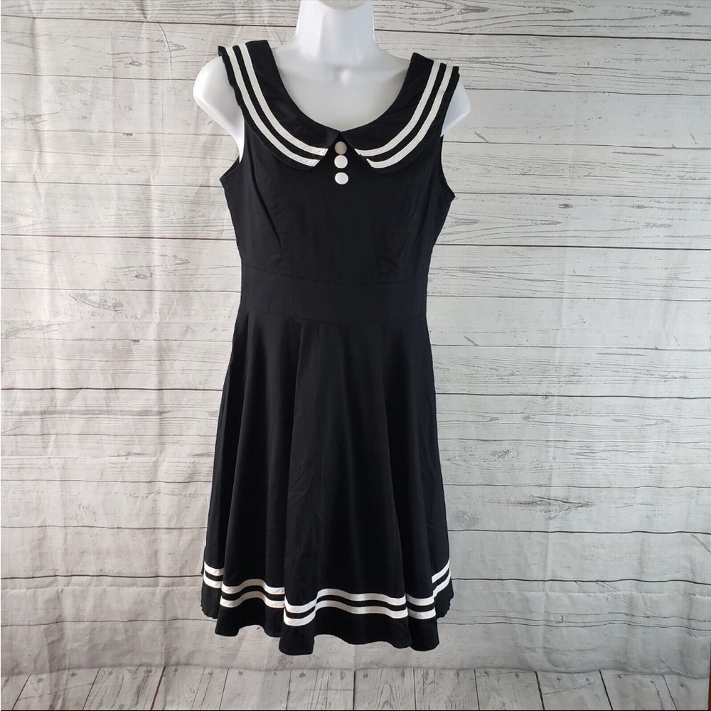 Hell Bunny Vixen Black & White Sailor Mini Dress 🖤 SZ XL

Description